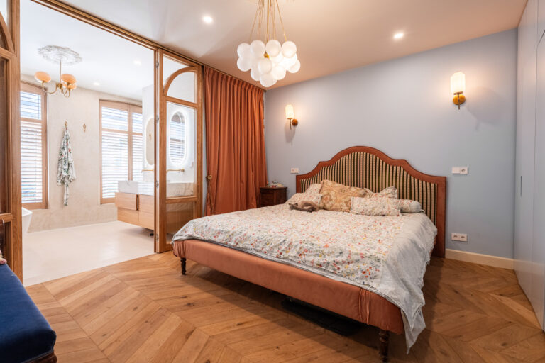 Botanisch retro interieur slaapkamer