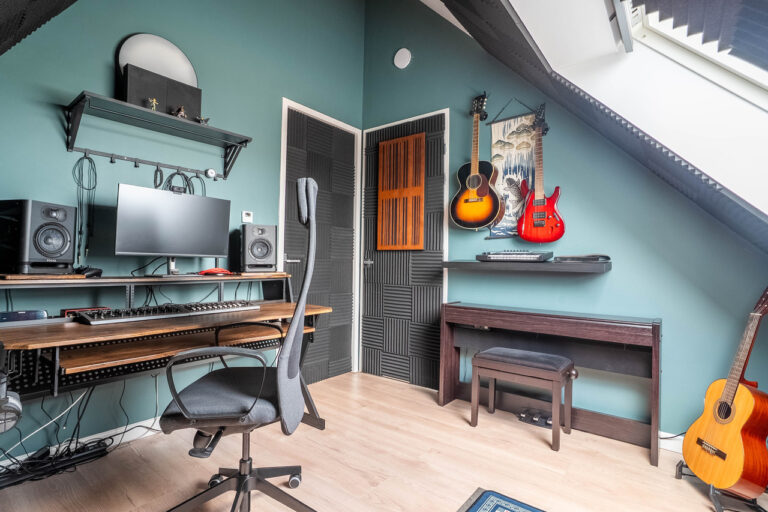 Moderne familiewoning muziek studio